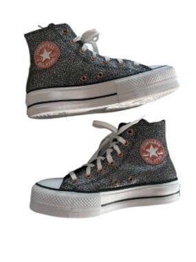 Converse Chuck Taylor All Star Lift Platform Metallic Glitter Sneaker 7.5